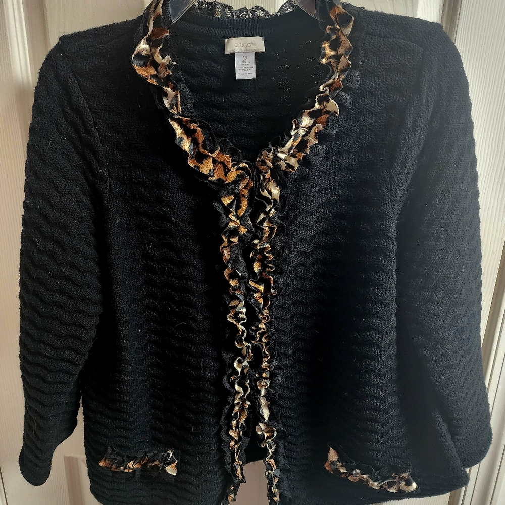 Chico's black boucle cardigan